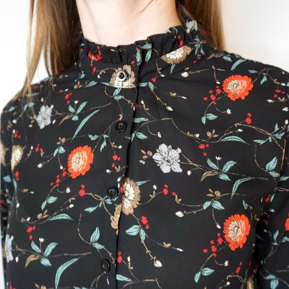 FARROW Black Floral Print Long-Sleeve Blouse - Picture 5 of 5